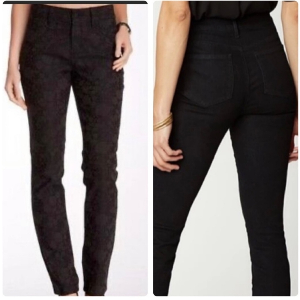 NYDJ Alina Black Lace Overlay Skinny Leg Leggings Women's Size 14 W.
